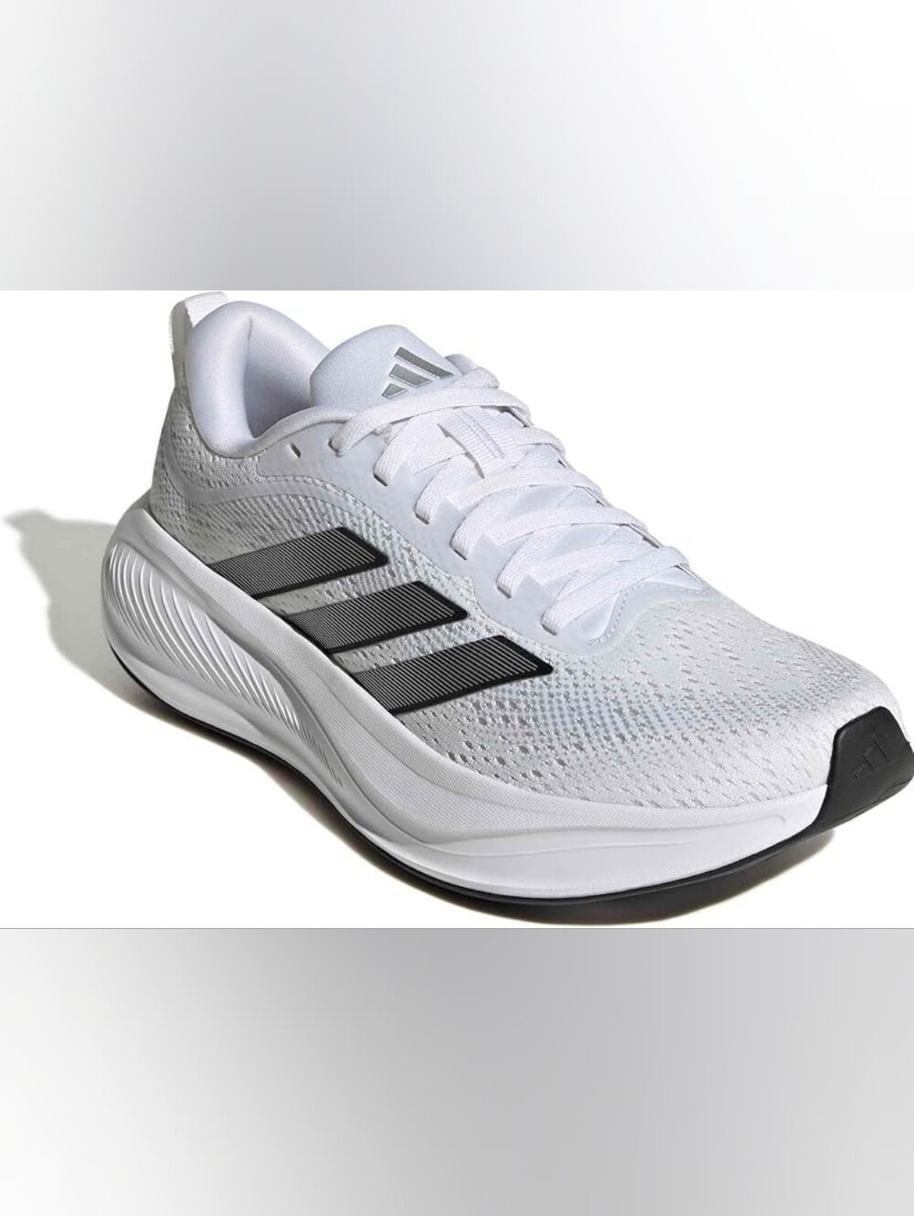 Adidas White Athletic Shoe with Black Three Stripes